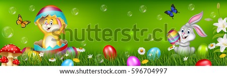 Happy Easter Elements Vector Background Illustrator | 123Freevectors