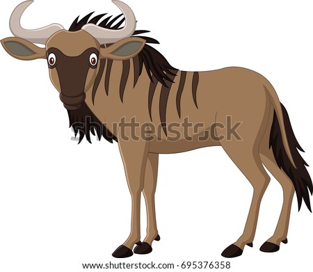 Cartoon Wildebeest isolated on white background 