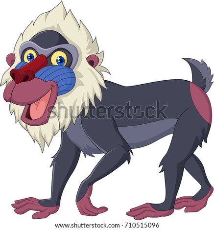 Cartoon mandrill baboon isolated on white background