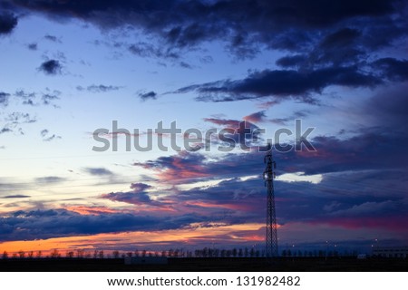 beautiful sky before the rain, best focus on the biggest pole