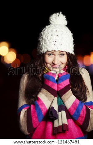 Beautiful female shivering in cold. Beautiful Young Teenager Girl.
