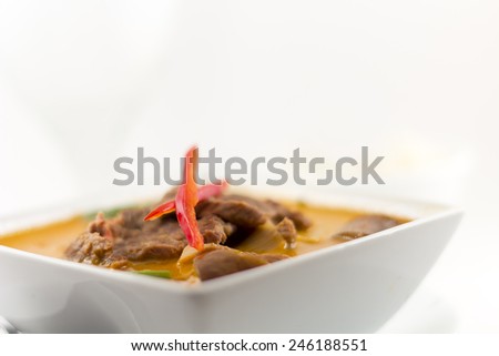 Authentic thai cuisine Red Curry with beef