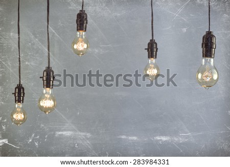 Hanging antique edison style filament light bulb