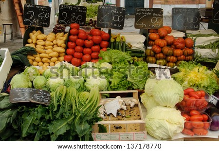 Beautiful vegetable and fruit  shop in Europe