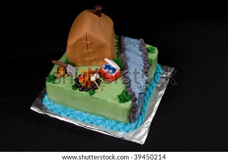 Theme Camping Cake on Black