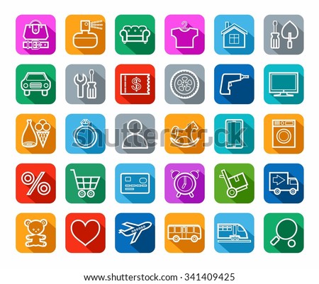 Stock Vector Buy Online Shop Categories Goods Icons Stock Vector Buy Online Shop Categories Goods Icons