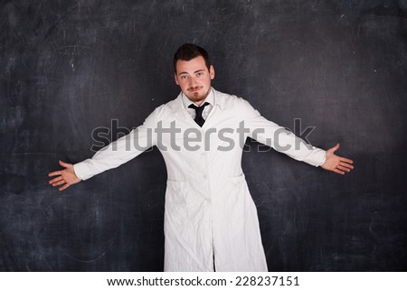 a man in a white robe holding space