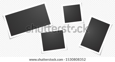 Set of blank photo frames, isolated on transparent background.