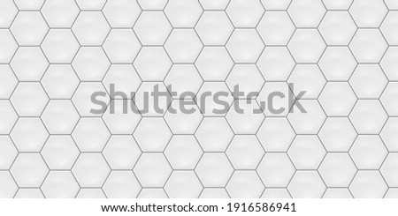 White hexagon ceramic tiles. Modern seamless pattern, white colored hexagon ceramic tiles. 