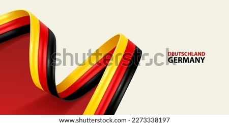 Germany ribbon flag. Bent waving ribbon in colors of the Germany national flag. National flag background.