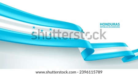 Honduras 3D ribbon flag. Bent waving 3D flag in colors of the Honduras national flag. National flag background design.