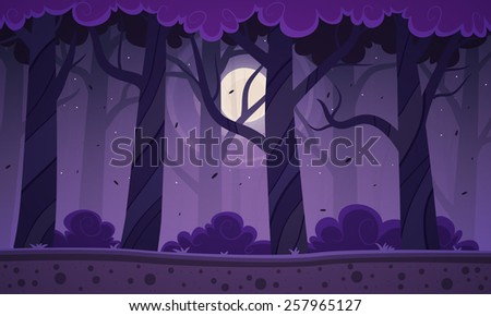 Night Forest Background Stock Vector 257965127 : Shutterstock