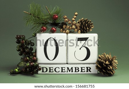 December 3: Save the Date calendar with Winter theme colors, fruit and flowers, for birthdays, special occasions, holidays, weddings, website events, or Christmas Advent calendar days.