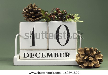 Save the Date calendar with Winter theme colors, fruit and flowers, for birthdays, special occasions, holidays, weddings, website events, or Christmas Advent calendar days, for December 10.