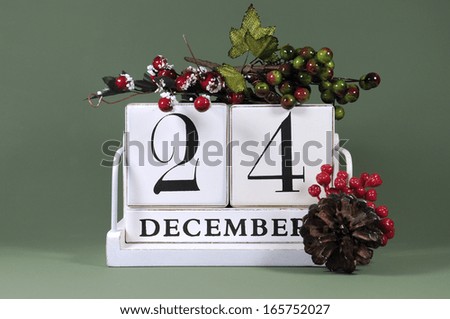Save the Date calendar with winter theme colors, fruit and flowers, for birthdays, special occasions, holidays, weddings, website events, or Christmas Advent calendar days, for December 24.
