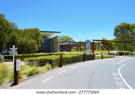 BAROSSA VALLEY, AUSTRALIA - DECEMBER 31, 2014: Main entrance to Jacobs Creek, Orlando Wines, Visitor Center at Rowland Flat, Barossa Valley.