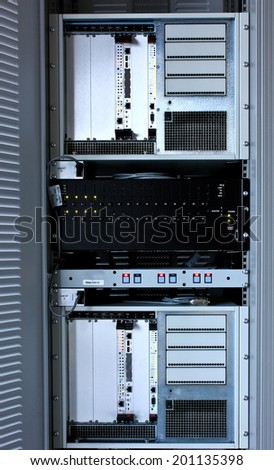 server room with computers for trunk radio system