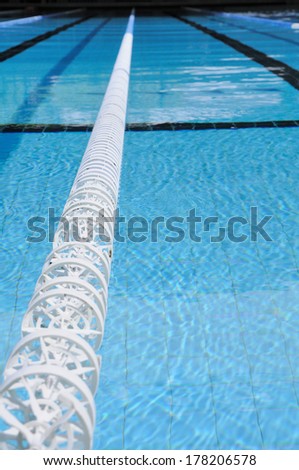 White lane tracking in swimming pool, tool and equipment.