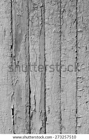 black and white photo of vertical old wood painted fence, contrast texture, vertical orientation