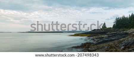 Panorama of ocean shore in the morning  (South Shore, Nova Scotia, Canada)
