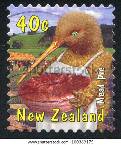NEW ZEALAND - CIRCA 2000: stamp printed by New Zealand, shows Popular Culture, Meat pie, circa 2000