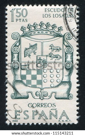 SPAIN - CIRCA 1968: stamp printed by Spain, shows Losadas Family Coat of Arms, circa 1968