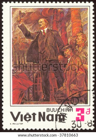 VIETNAM - CIRCA 1983: Lenin was a Russian revolutionary, Bolshevik leader, communist politician, principal leader of the October Revolution, circa 1983.