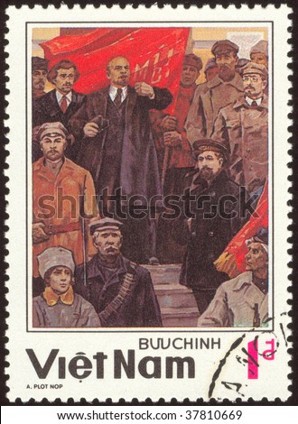 VIETNAM - CIRCA 1983: Lenin was a Russian revolutionary, Bolshevik leader, communist politician, principal leader of the October Revolution, circa 1983.
