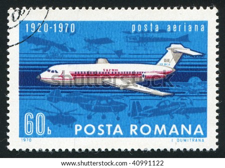 Romania Circa 1970 The Flying Plane An Air Mail Symbol Circa 1970 Stock Images Page Everypixel