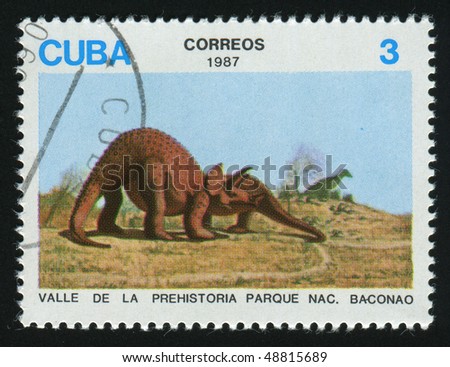 CUBA - CIRCA 1987: stamp printed by Cuba, shows Park dinosaur, circa 1987.
