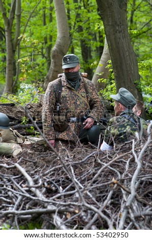 KALININGRAD, RUSSIA  - May 09: Reconstruction of the Great War (Russian-Germany) battle. This image is not nazism propagation, May 09, 2010 in Kaliningrad, Russia.