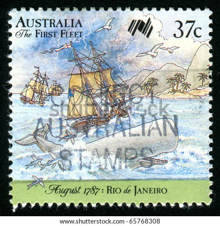 AUSTRALIA - CIRCA 1987: stamp printed by Australia, shows Whale, storm in the Atlantic, circa 1987