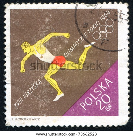 POLAND - CIRCA 1964: stamp printed by Poland, shows Long Jump, circa 1964.