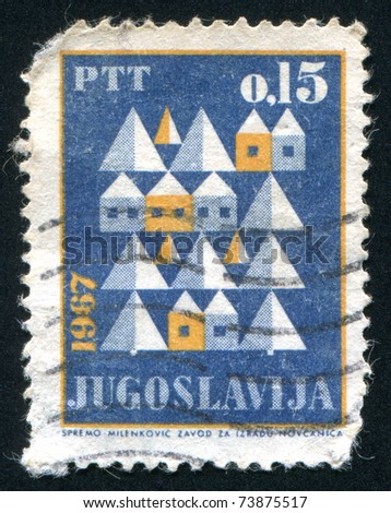 YUGOSLAVIA - CIRCA 1967: stamp printed by Yugoslavia, shows houses, circa 1967.