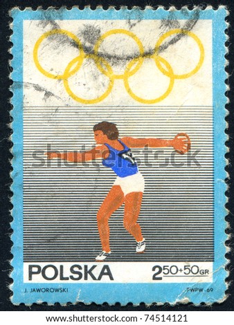 POLAND - CIRCA 1969: stamp printed by Poland, shows Olympic Rings, circa 1969.