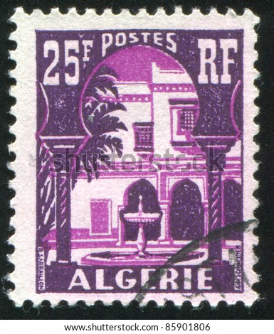 ALGERIA CIRCA 1954: stamp printed by Algeria, shows Patio of Bardo Museum, circa 1954