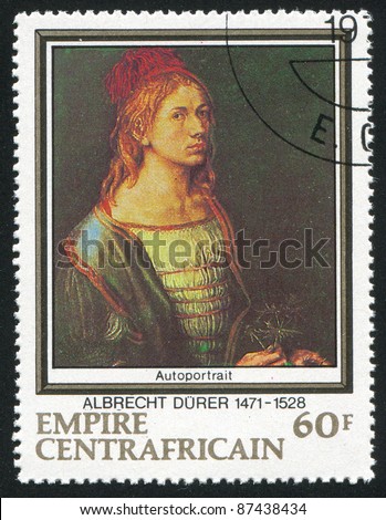CENTRAL AFRICAN REPUBLIC 1978: stamp printed by Central African Republic, shows Durer, Self-portrait, circa 1978
