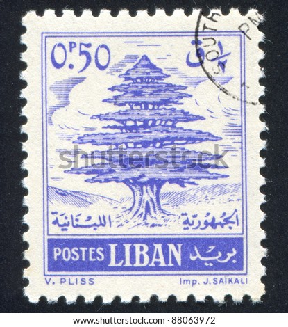 LEBANON - CIRCA 1950: stamp printed by Libanon, shows Cedar of Lebanon, circa 1950