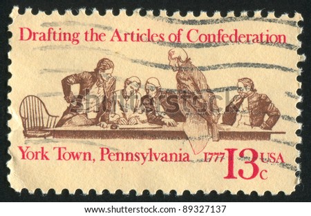 UNITED STATES - CIRCA 1977: stamp printed by Umited States, shows members of Continental Congress in Conference, circa 1977