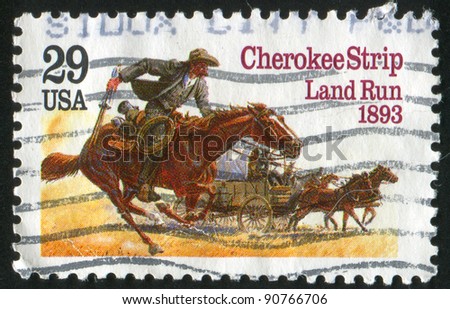 UNITED STATES - CIRCA 1993: stamp printed by United States of America, shows Cherokee strip land ran, circa 1993