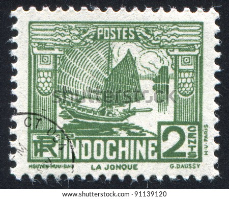 INDO-CHINA CIRCA 1931: stamp printed by Indo-China, shows Junk, circa 1931