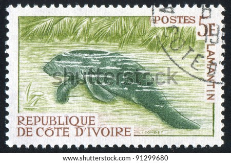 IVORY COAST CIRCA 1964: stamp printed by Ivory Coast, shows Manatee, circa 1964