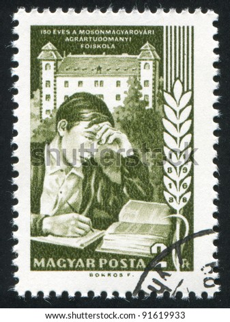HUNGARY - CIRCA 1968: stamp printed by Hungary, shows student and agricultural college, circa 1968