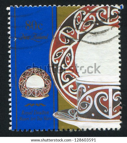 NEW ZEALAND - CIRCA 1993: stamp printed by New Zealand, shows Maori art tea ware, circa 1993