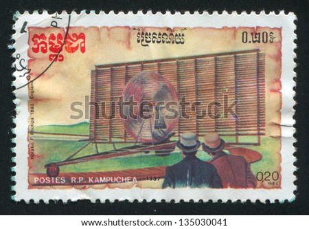 CAMBODIA - CIRCA 1987: stamp printed by Cambodia, shows Early Aircraft  Designs, Horatio F. Phillips, circa 1987