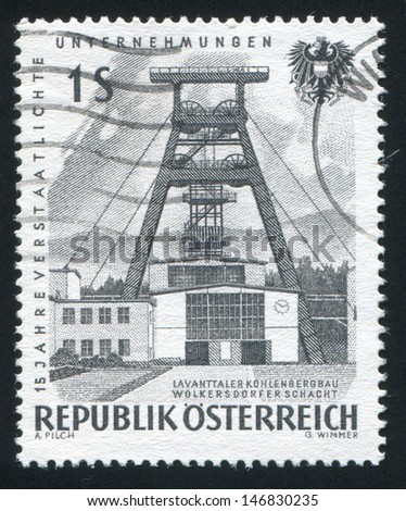 AUSTRIA - CIRCA 1961: stamp printed by Austria, shows Coal Mine Shaft, circa 1961