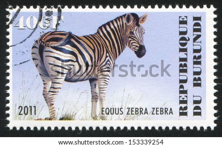 BURUNDI - CIRCA 2011: stamp printed by Burundi, shows zebra, circa 2011
