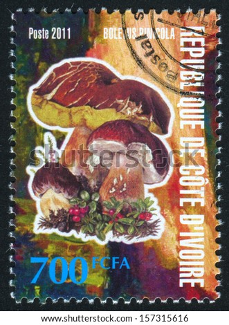 IVORY COAST CIRCA 2011: stamp printed by Ivory Coast, shows mushroom, circa 2011