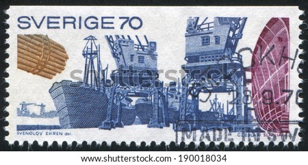 SWEDEN - CIRCA 1970: stamp printed by Sweden, shows Shipping Industry, circa 1970