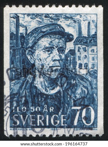 SWEDEN - CIRCA 1969: stamp printed by Sweden, shows Worker, by Albin Amelin, circa 1969